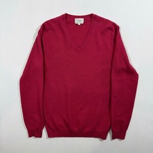 Eric Bompard Cashmere V-Neck Sweater Pink Magenta S Preppy  Unisex Quiet Luxury